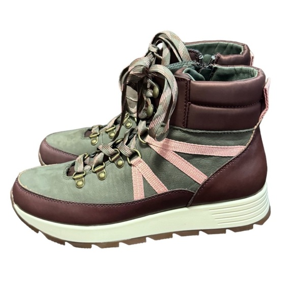 Alex Marie Thayla Maroon Olive Drab Leather / Suede Hi-Top Women Size 8.5 - Picture 2 of 6